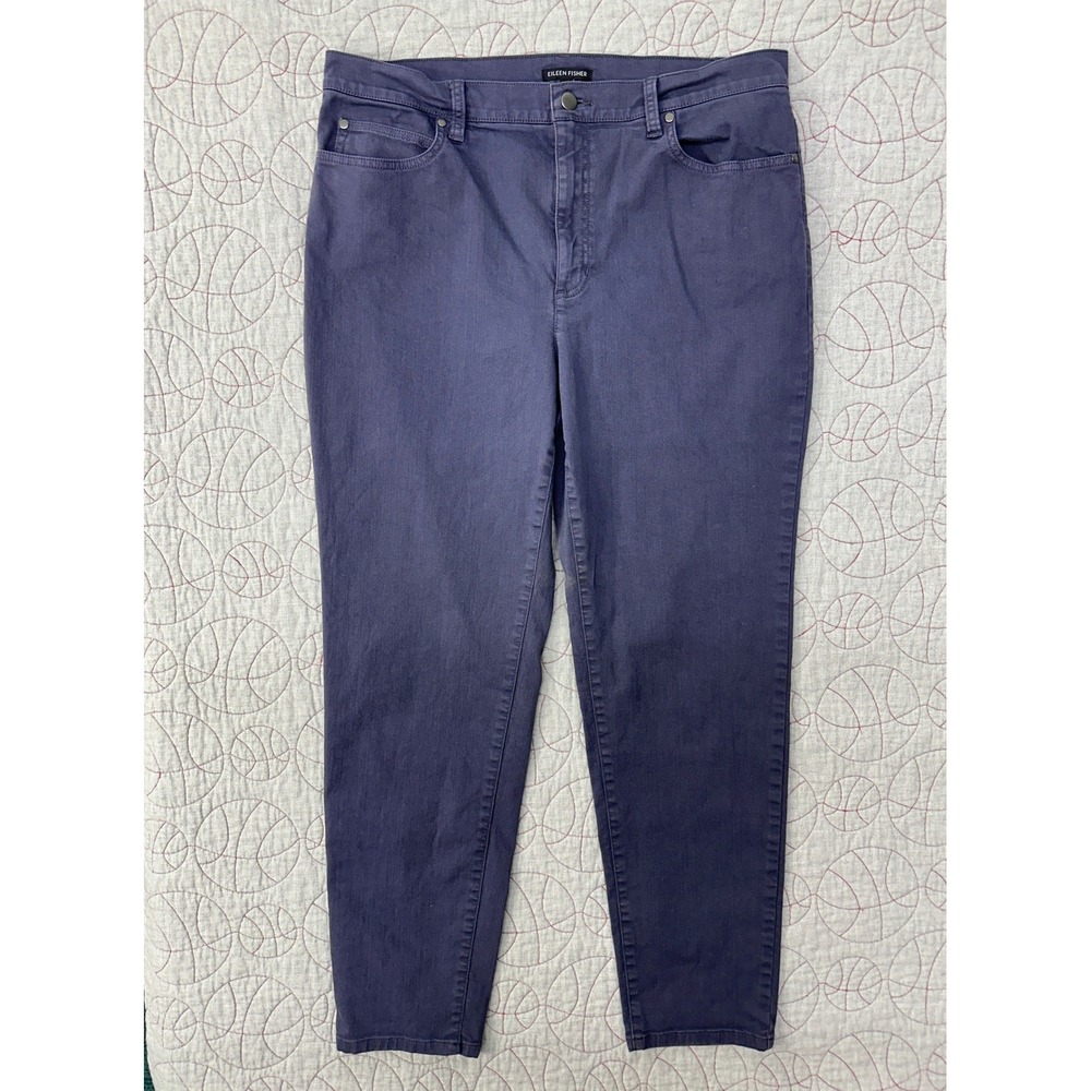 Eileen Fisher Dusty Purple Organic Cotton Stretch Tapered Jeans /‎ Womens Large